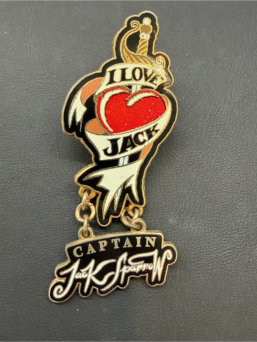 Disney Captain Jack Sparrow Enamel Lapel Pin — Red, Black & Gold